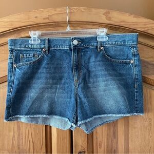 Ann Taylor LOFT Made And Loved Shorts Womens 31 / 12 Blue Denim Frayed 3" NWOT